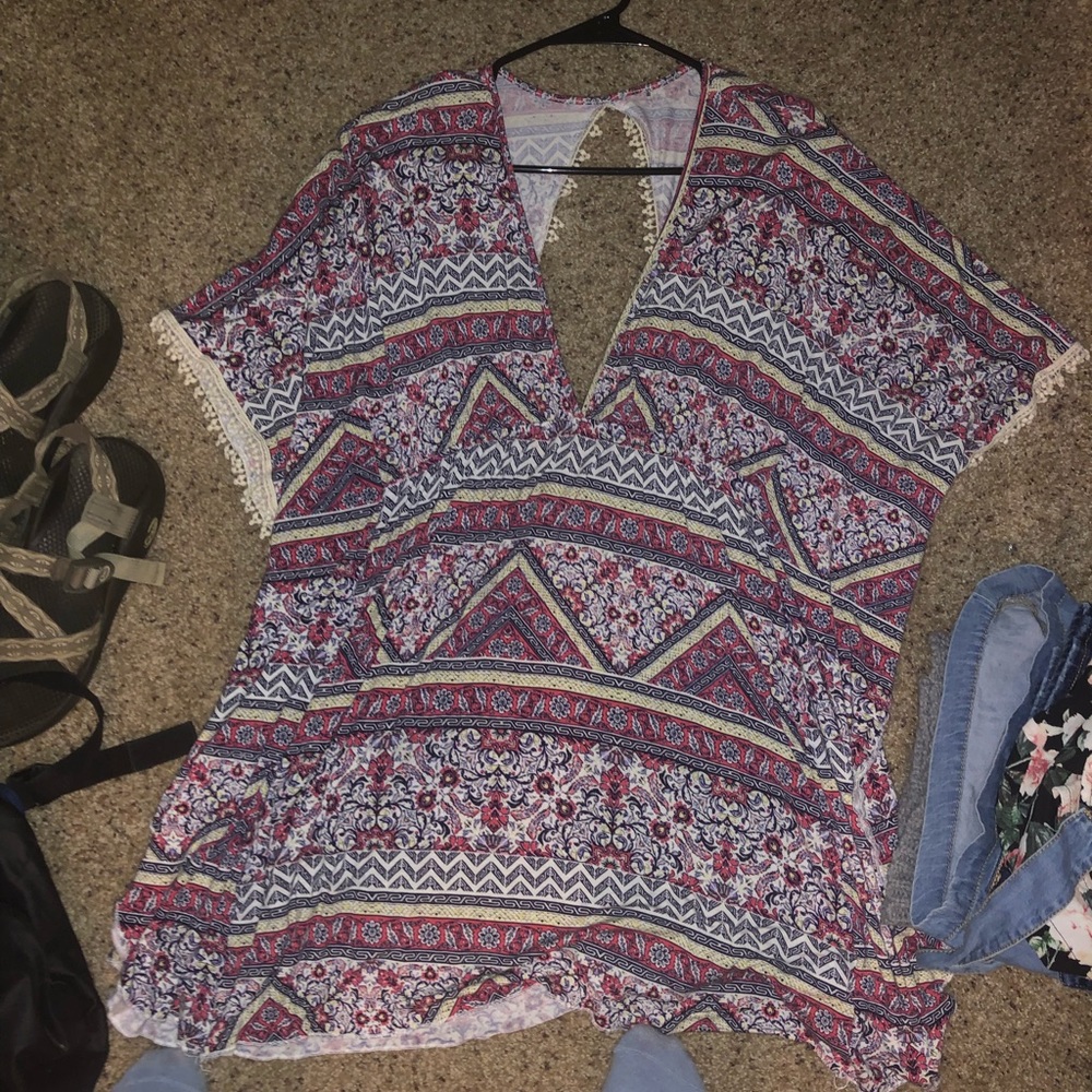 V Neck Patterned Dress